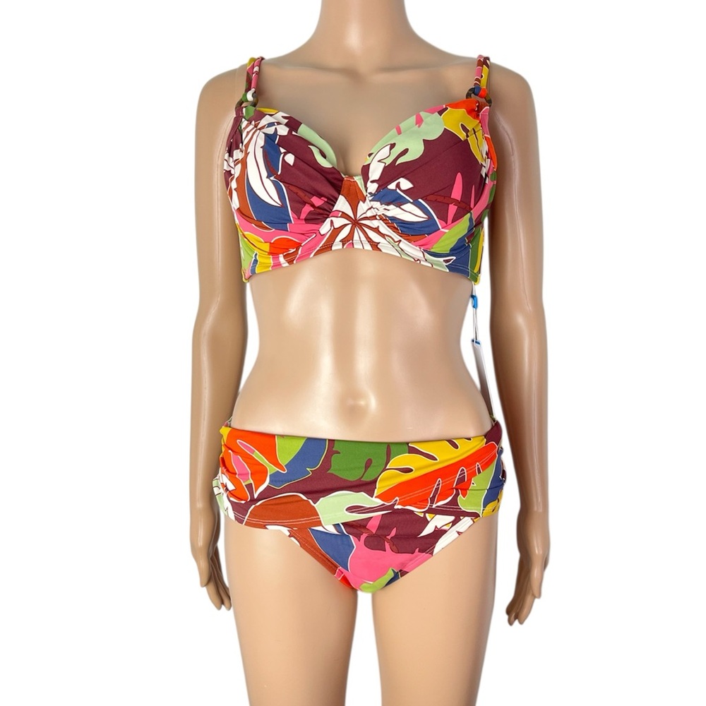 New Bleu Rod Beattie Tropical Print Underwire Top Hipster Bottom Bikini Set